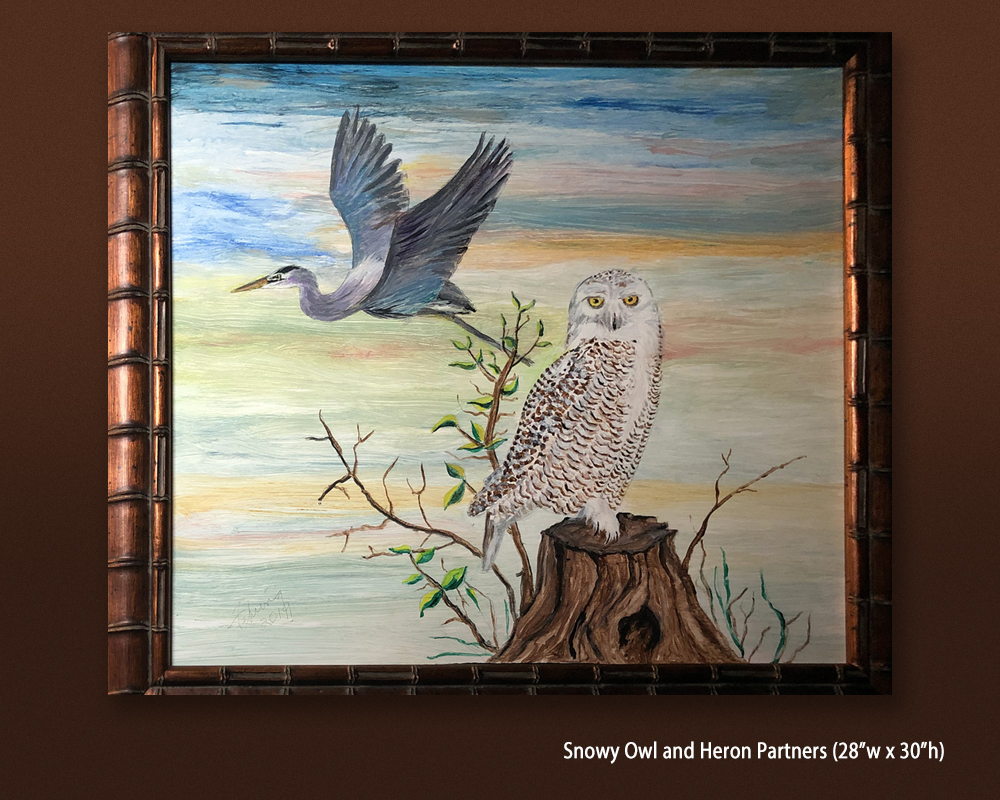 Snowy Owl and Heron Friends